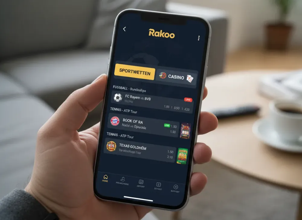 Rakoo app Sportwetten und Casino Plattform Übersicht